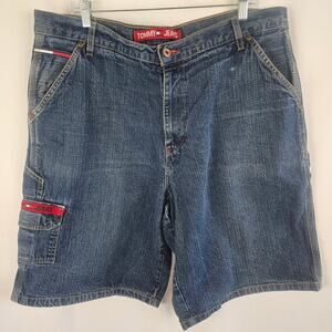 Tommy Jeans Mens 40 Y2K Baggy Denim Cargo Shorts Flag Carpenter Skater Urban 00s